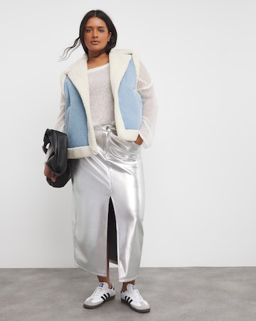 Light Wash Borg Lined Denim Gilet
