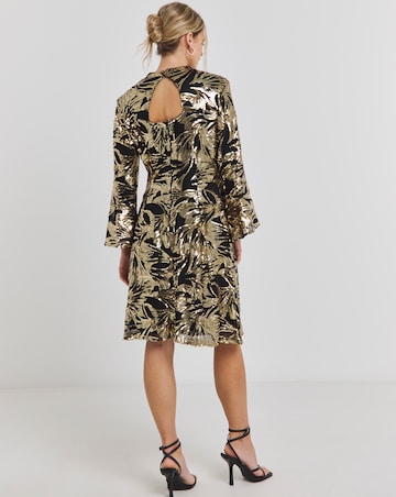 Joanna Hope Gold Sequin Shift Dress