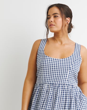 Simply Be Navy/White Gingham Apron Dress