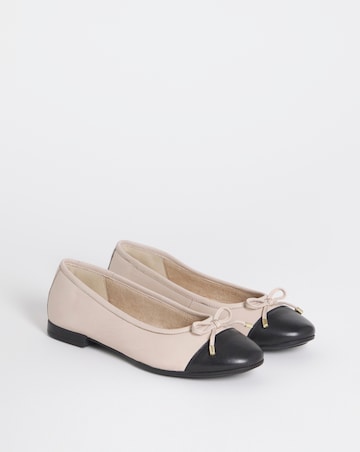 Vine Leather Ballerina With Toe Cap - Extra Wide Fit (EEE)