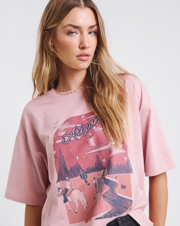 Dusty Pink Oversized Arizona Studs Graphic T-Shirt