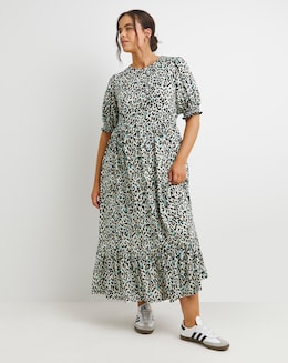 Leopard Supersoft Tiered Midi Dress