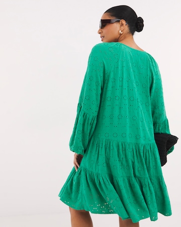Beach to Beach Green Broderie Beach Dress