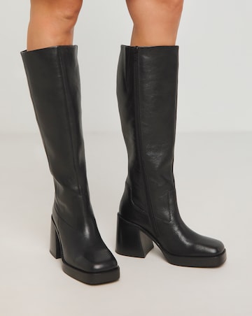 Gingerly Leather Platform Knee High Boots Wide E Fit Super Curvy Calf