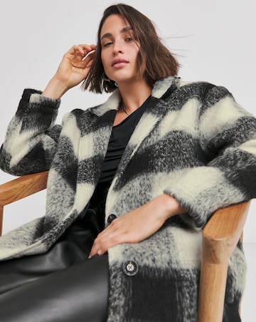 Brushed Mono Check Maxi Coat