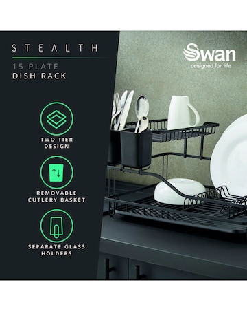 Swan Stealth 15 Plate Dish Rack