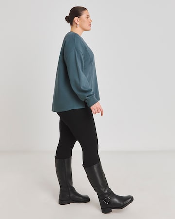 Slate Grey Piping Detail Side Split Sweatshirt