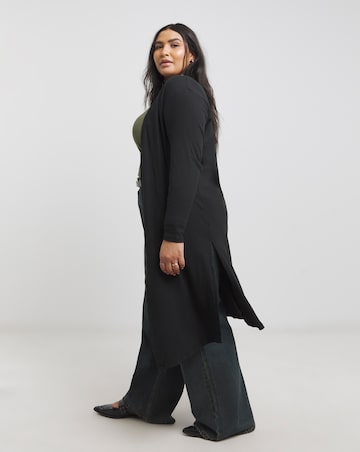 Black Ribbed Longline Cardigan