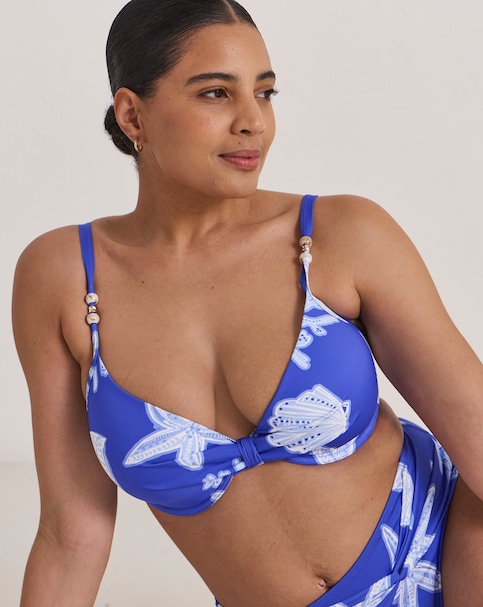 MAGISCULPT Twist Front Underwired Bikini Top Shell Print