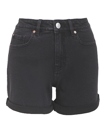 Simply Be Washed Black Authentic Denim Loose Mom Short