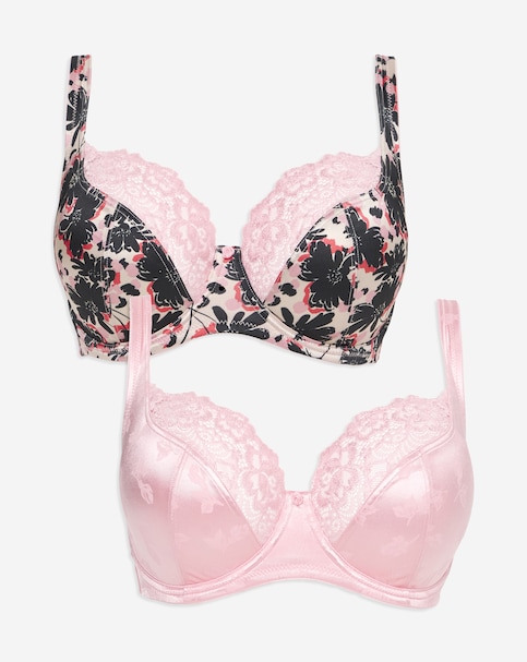 Pretty Secrets (2 Pack) Laura Floral Full Cup Wired Bras (B-H)