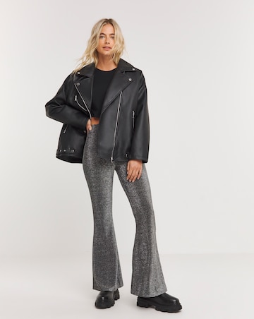 Silver Glitter Knit Jersey Flares