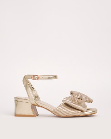 Isla Plisse Bow Low Heel Occasion Sandals Wide E Fit