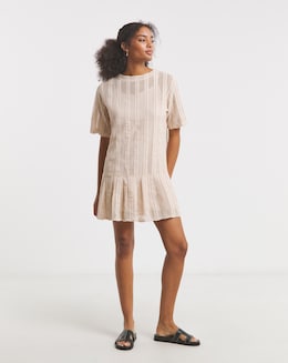 Native Youth Stripe Crochet Peplum Dress