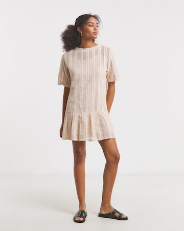 Native Youth Stripe Crochet Peplum Dress