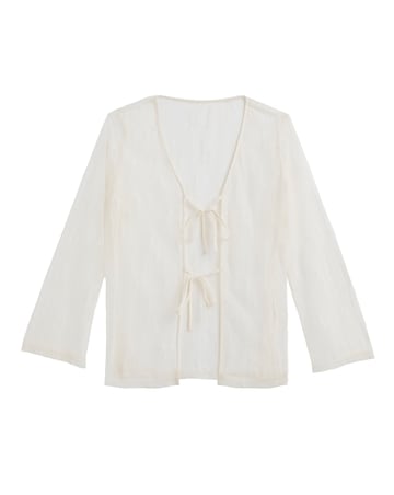 Simply Be Ecru Lace Tie Front Cardi