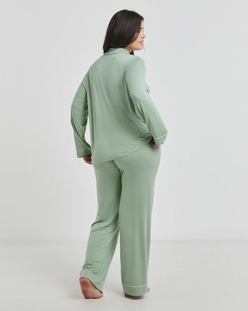 Figleaves Modal Picot Trim Button Through Pyjama Set