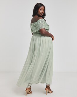 green emerald velvet dress Elegant Sage Green Sequin Evening Gown with Long Sleeves main image 0