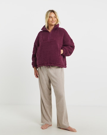 Pretty Secrets Quarter Zip Fleece Snuggle Top Burgundy
