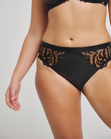 Figleaves Faux Leather Brazillian Brief - Black