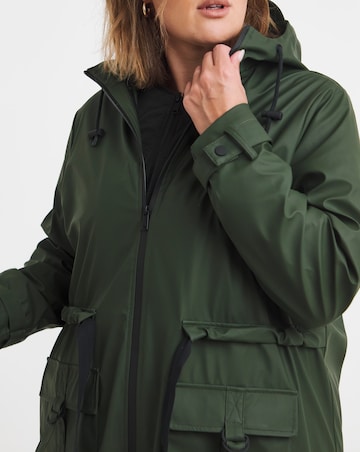 Khaki Rubberised 3 in 1 Parka Coat & Gilet