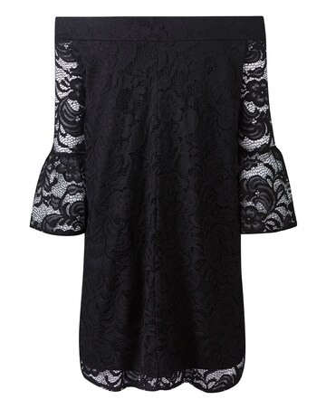 Black Lace Bardot Dress