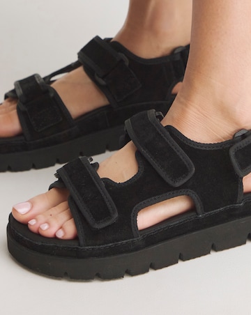 Tyla Strappy Suede Touch and Close Sandals Wide E Fit