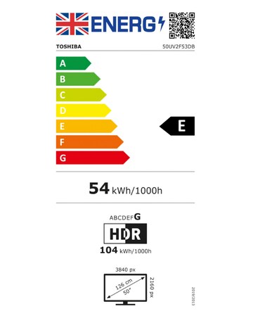 Toshiba 50UV2F53DBU 50in Smart 4K UHD HDR LCD Freely TV w Amazon Alexa