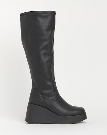 Pax Wedge Knee High Boots Quilting Detail - Extra Wide Fit (EEE) & Curvy Calf