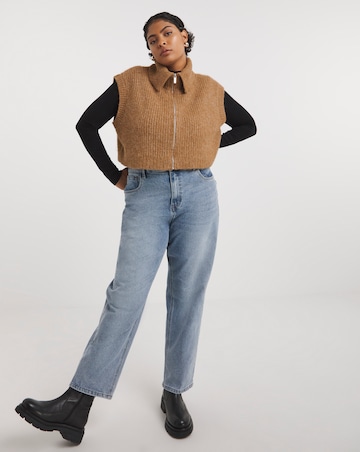 Native Youth Zip Up Knitted Rib Gilet