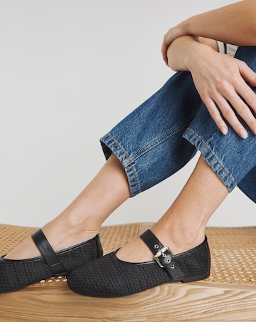 Mykonos Net Mesh Mary Jane Ballerinas Extra Wide EEE Fit