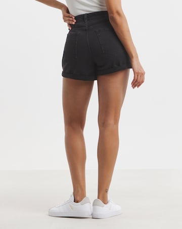 Simply Be Washed Black Authentic Denim Loose Mom Short