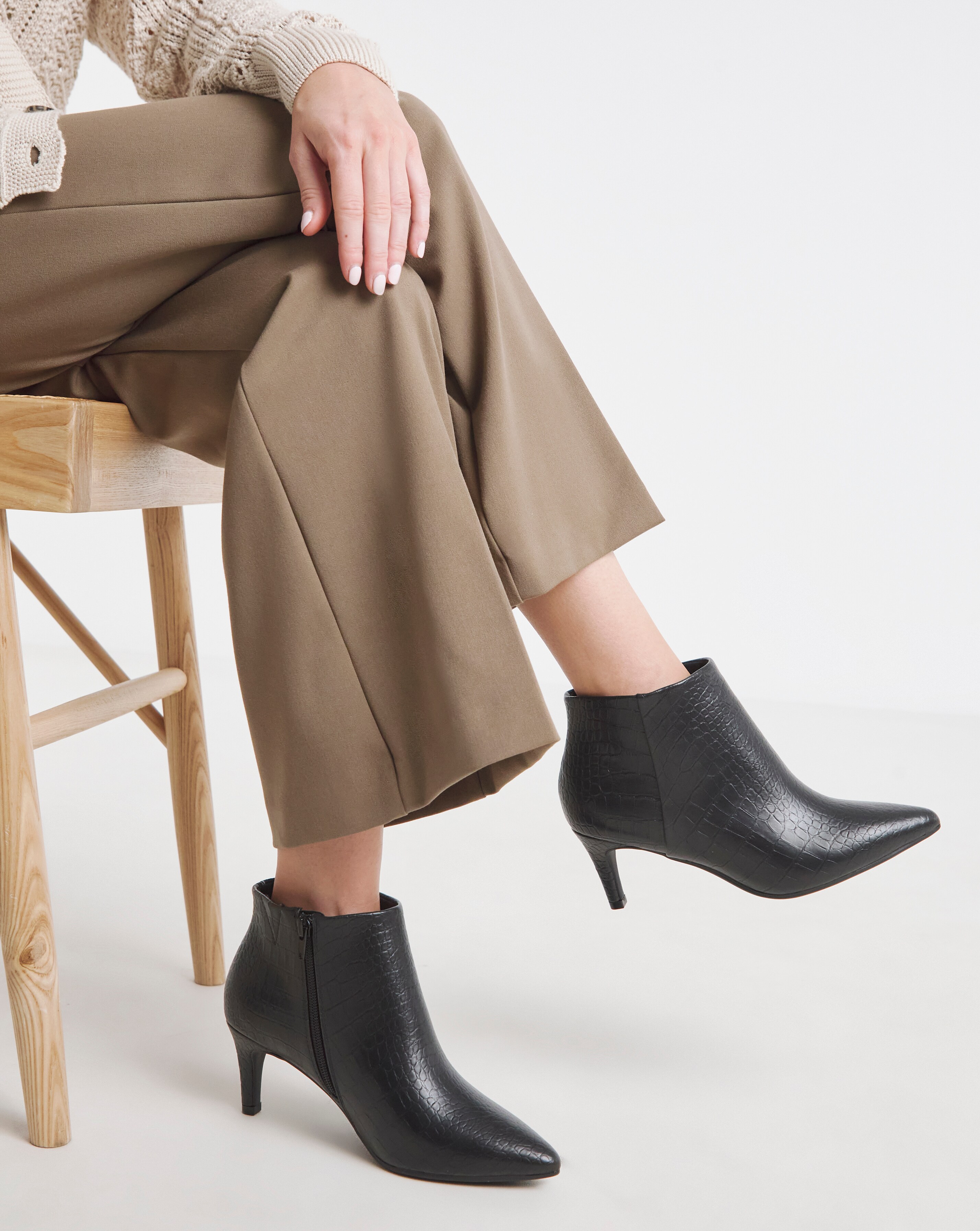 Cairns Kitten Heel Pointed Toe Ankle Boot Extra Wide EEE Fit