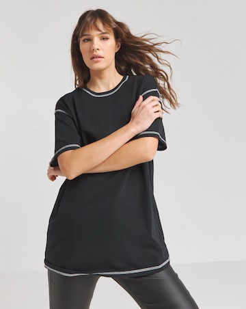 Black Oversized Contrast Seam T-Shirt