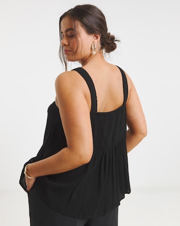 Simply Be Black Crinkle Ruched Strap Cami