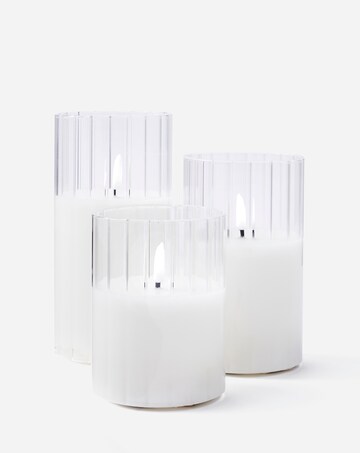 Julipa Set of 3 Ribbed Glass LED Candles