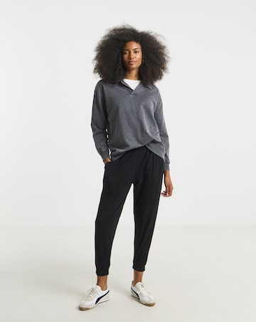 Black Jersey Tapered Trousers