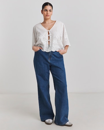 Simply Be Cotton Beach Broderie Shirt And Short Co-Ord Set