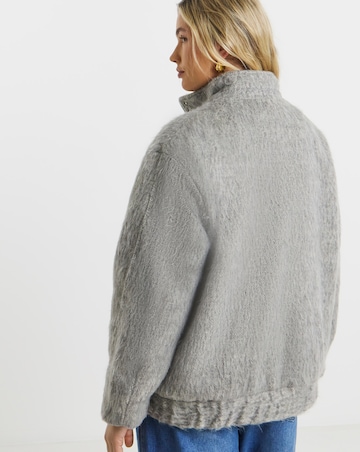 Simply Be Grey Brushed Faux Wool Funnel Neck Jacket