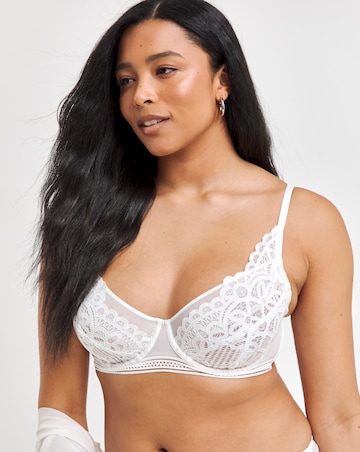 Figleaves Harper Geometric Lace Full Cup Underwired Bra B-G - White
