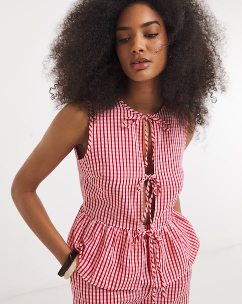 Vila Sleeveless Gingham Tie Top