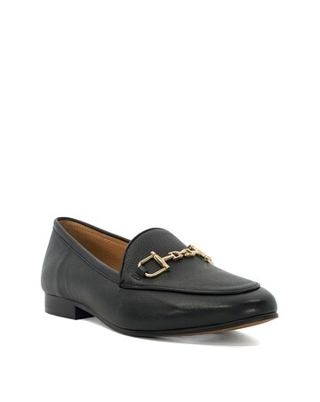 Dune Glair Leather Metal Trim Snaffle Loafers Wide Fit