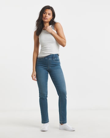 Mid Wash Stretch Slim Pull On Jeggings