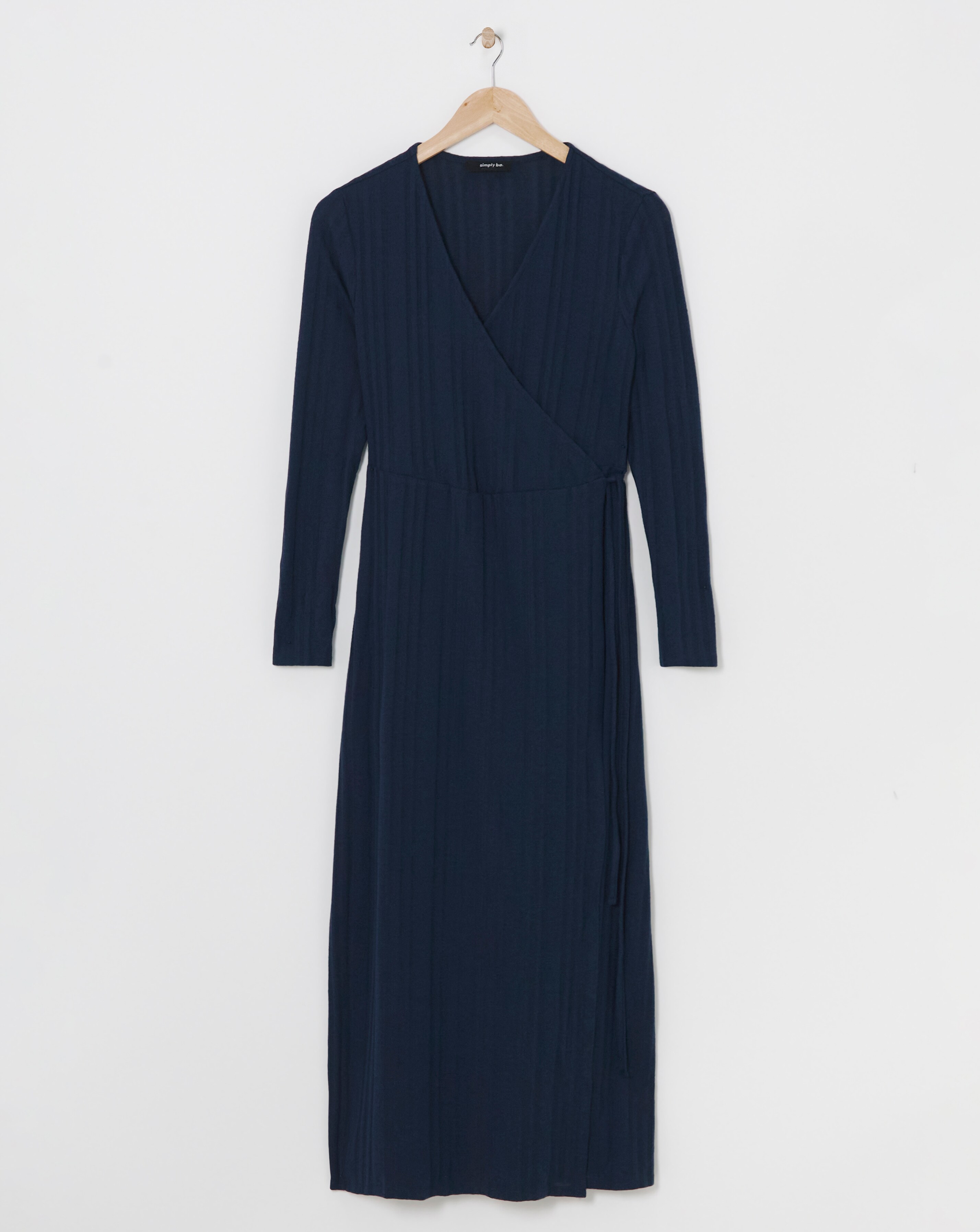 Navy Cosy Rib Wrap Midi Dress