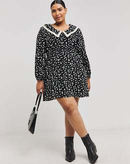Ditsy Floral Collared Skater Dress