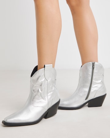 Angelique Embroidered Leather Ankle Western Boots - Extra Wide Fit (EEE)
