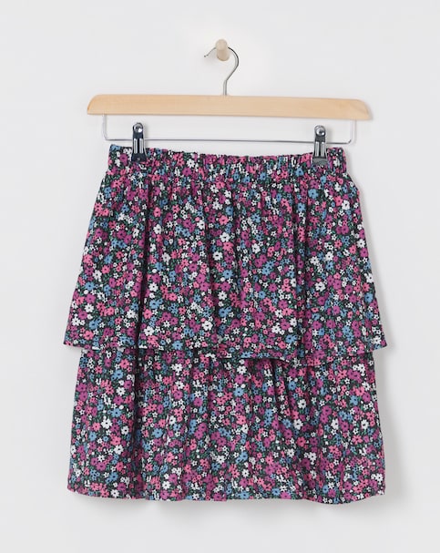 Textured Jersey Tiered Skirt