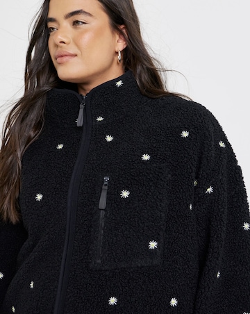 Black Embroidered Borg Sweatshirt