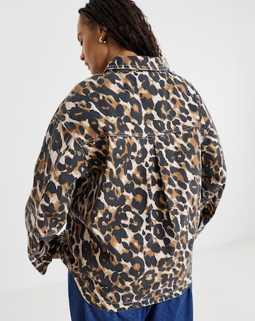 Simply Be Leopard Print Button Through Utility Jacket