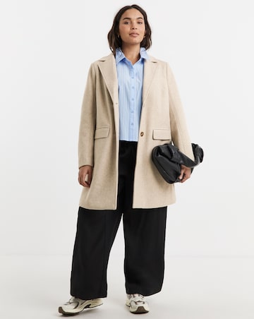 Oatmeal Short Faux Wool Coat